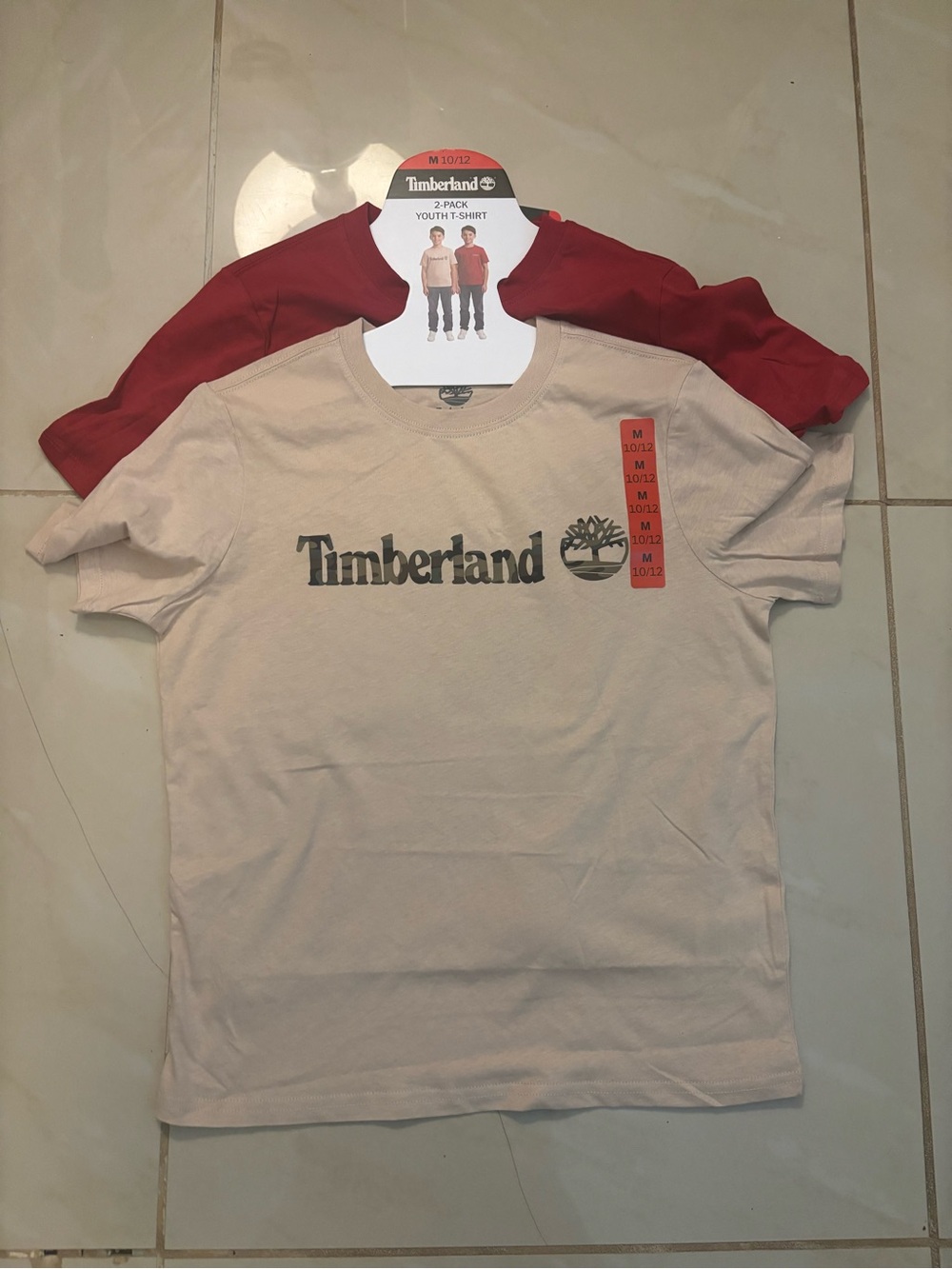 Timberland Kids Short-Sleeve Tee Set in Red & Cream